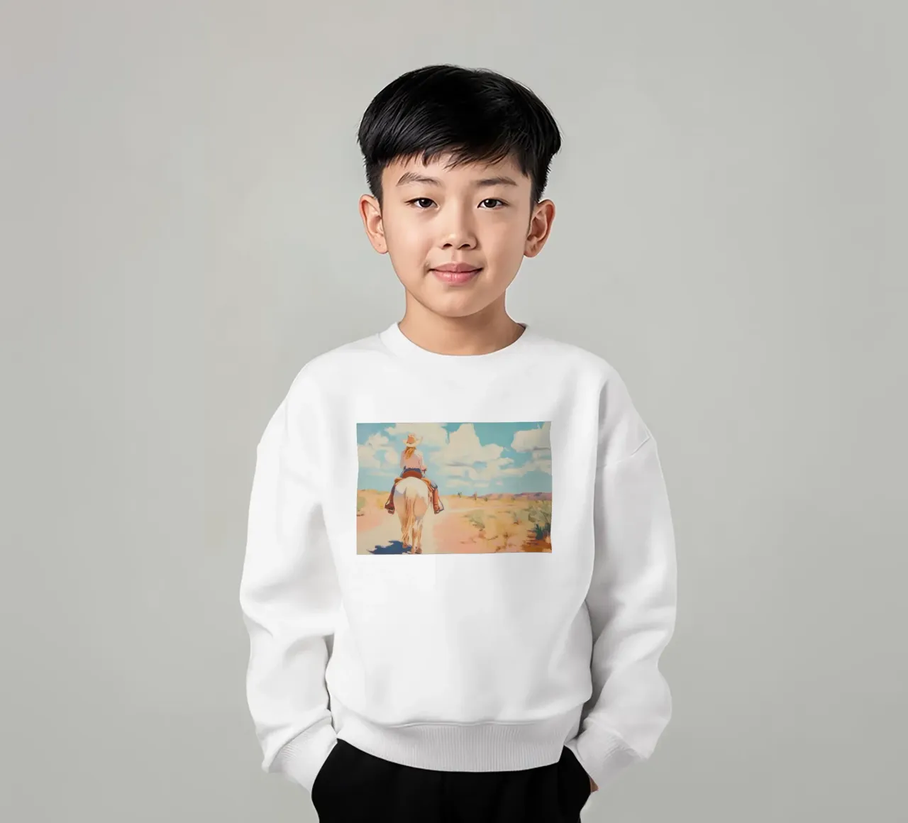 Cavalcata nel deserto occidentale felpa bambino da Melloi Art Print