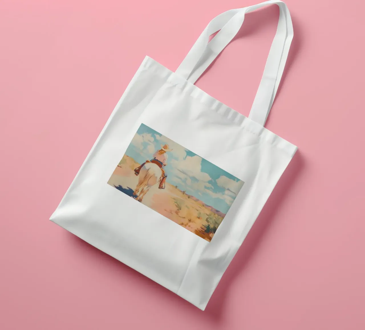 Western Desert Horseback Ride tote bag by Melloi Art Print