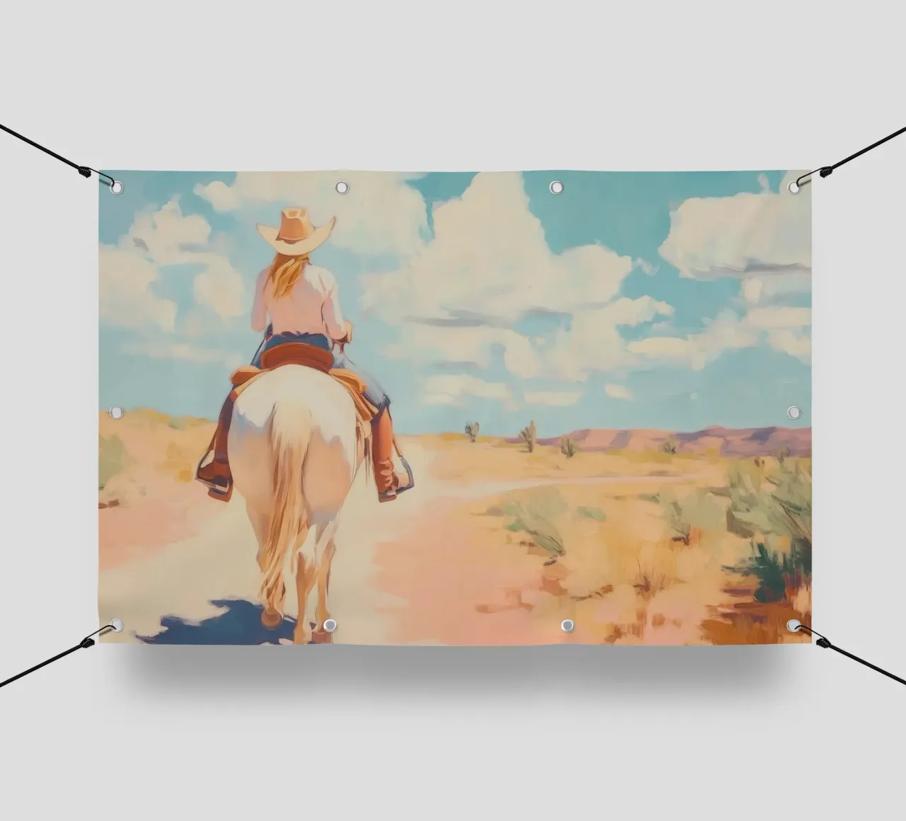 Cavalcata nel deserto occidentale telo in pvc da Melloi Art Print