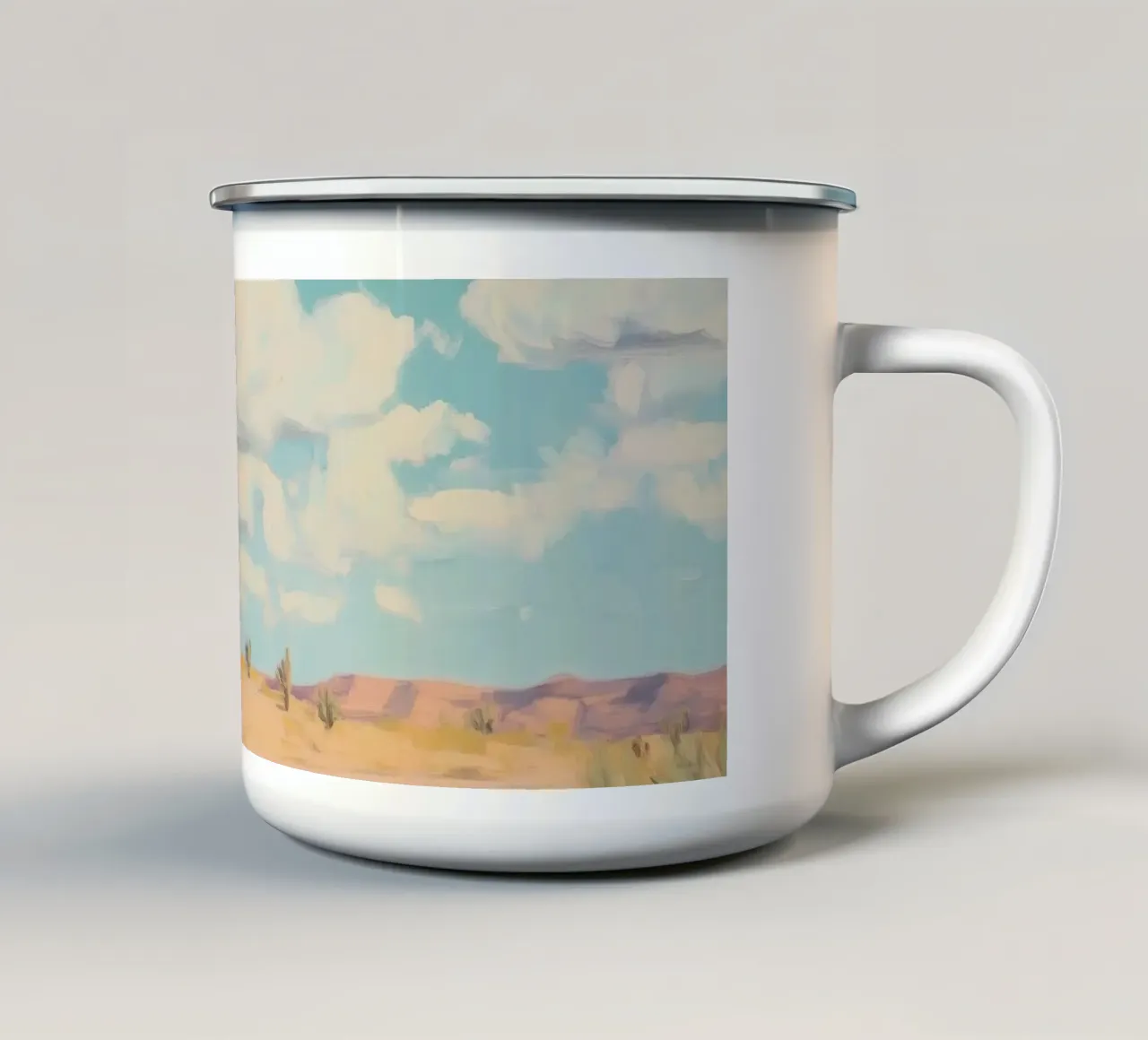 Cavalcata nel deserto occidentale tazza in smalto da Melloi Art Print