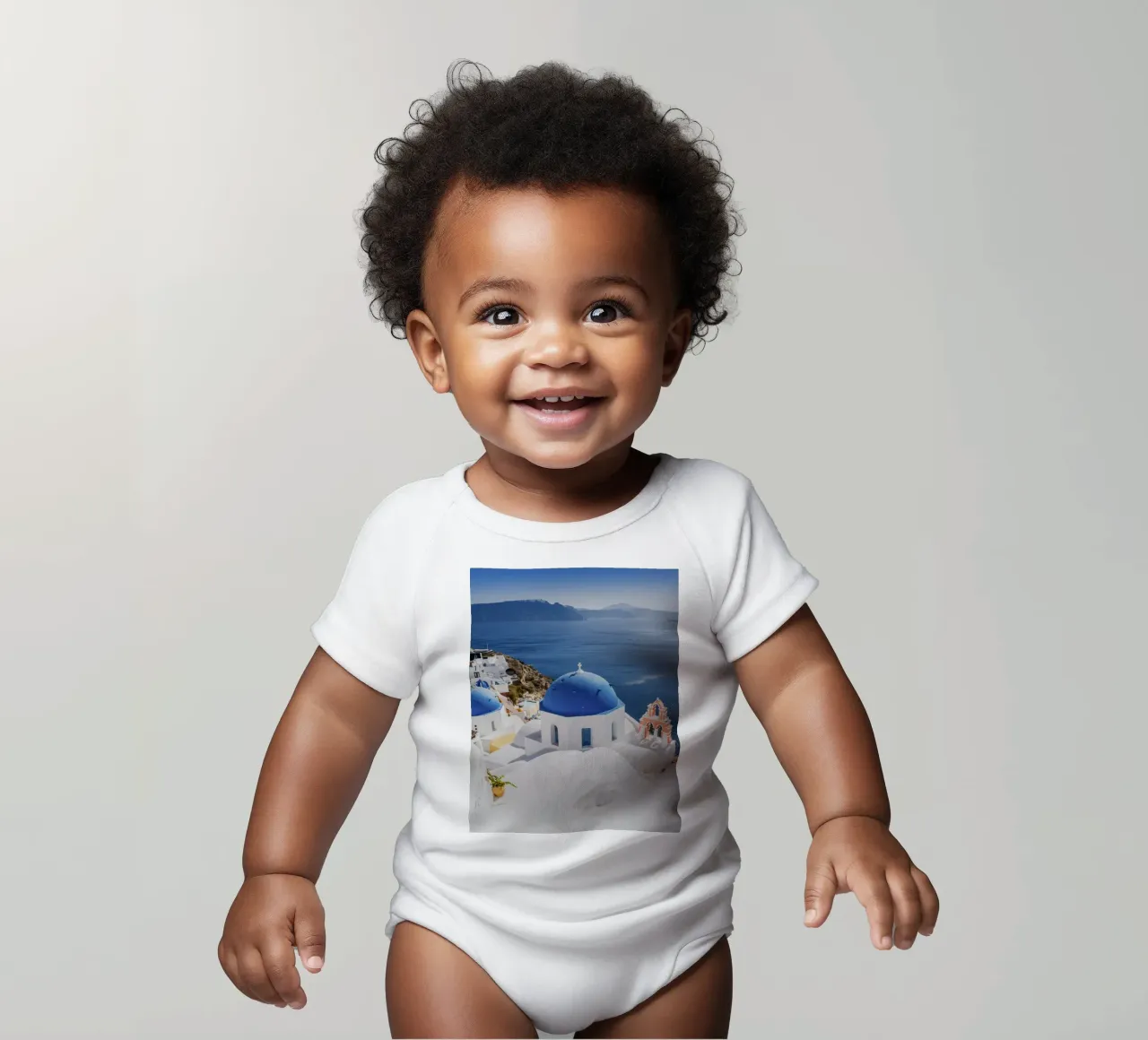 Santorini Griechenland, Griechische Inseln Reiseposter Kurzarm Babybody von TheTravelClub