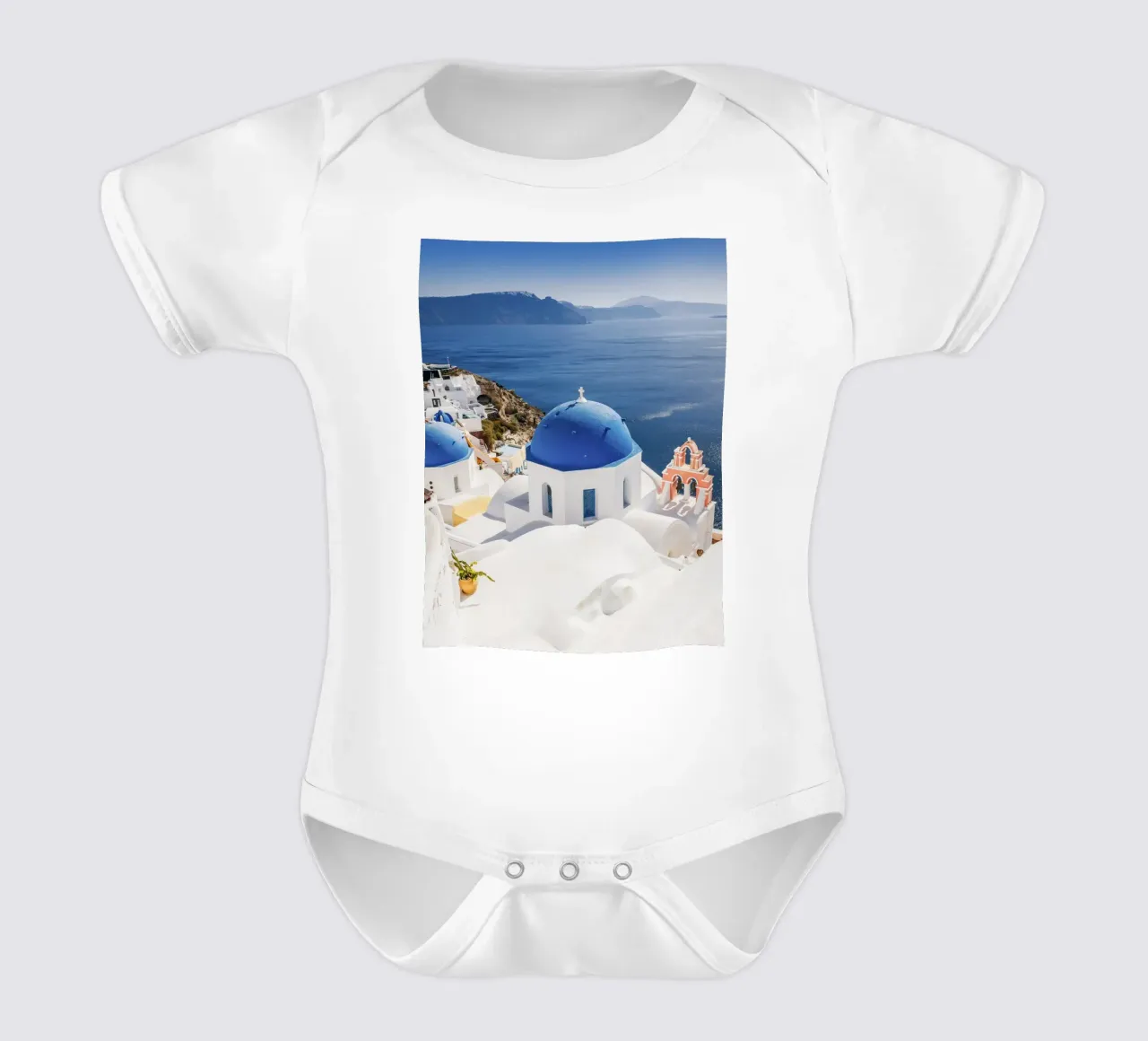 Santorini Griechenland, Griechische Inseln Reiseposter Kurzarm Babybody von TheTravelClub