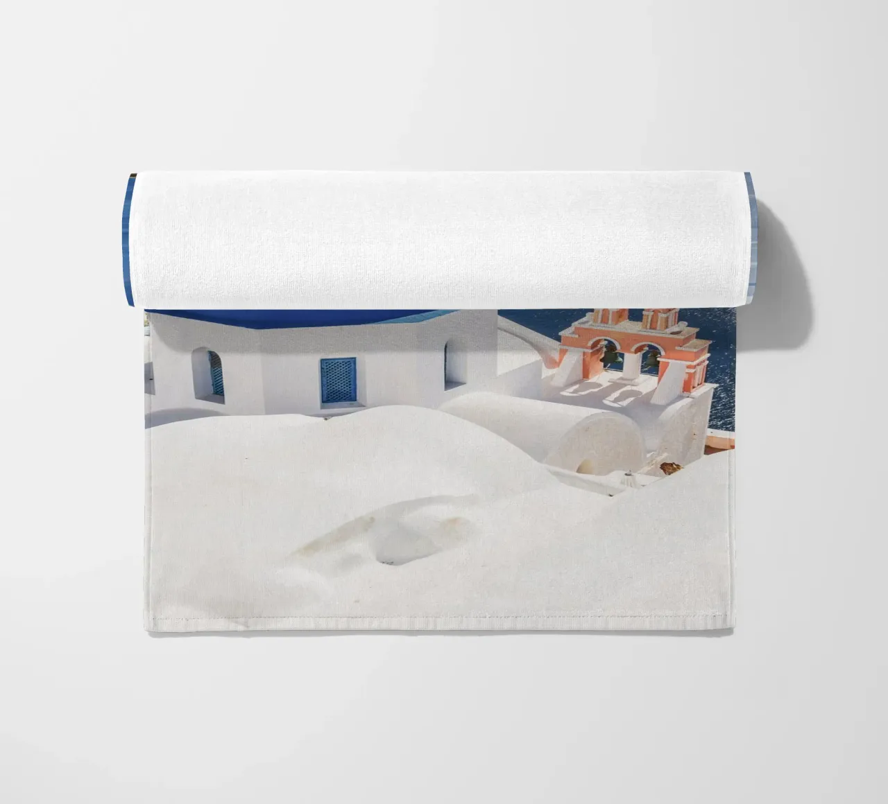 Santorini Greece, Greek Islands Travel Poster beach towel by TheTravelClub