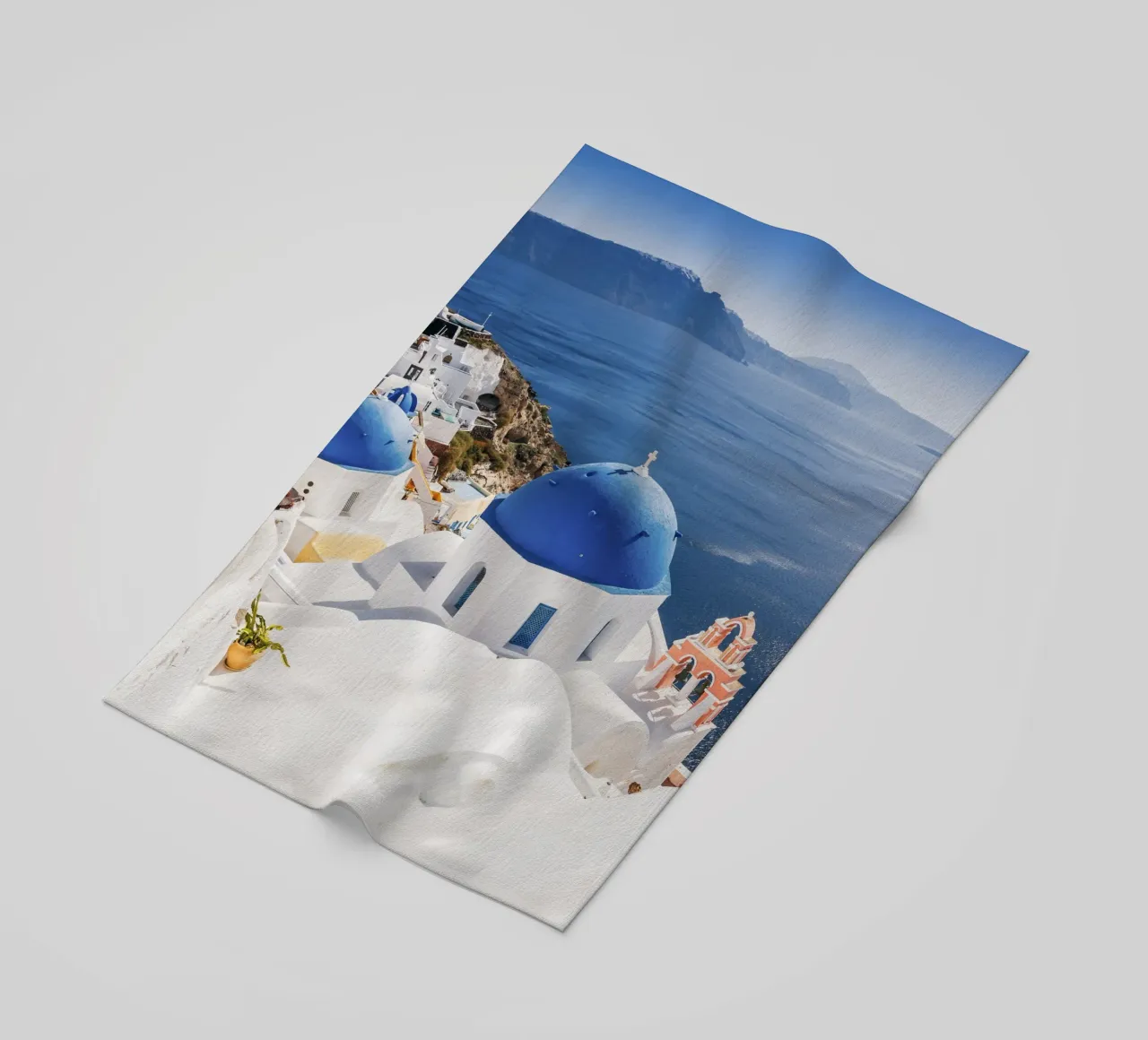 Santorini Greece, Greek Islands Travel Poster beach towel by TheTravelClub