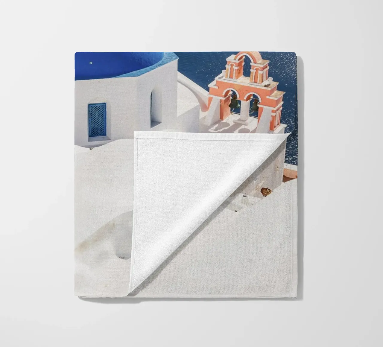 Santorini Greece, Greek Islands Travel Poster beach towel by TheTravelClub
