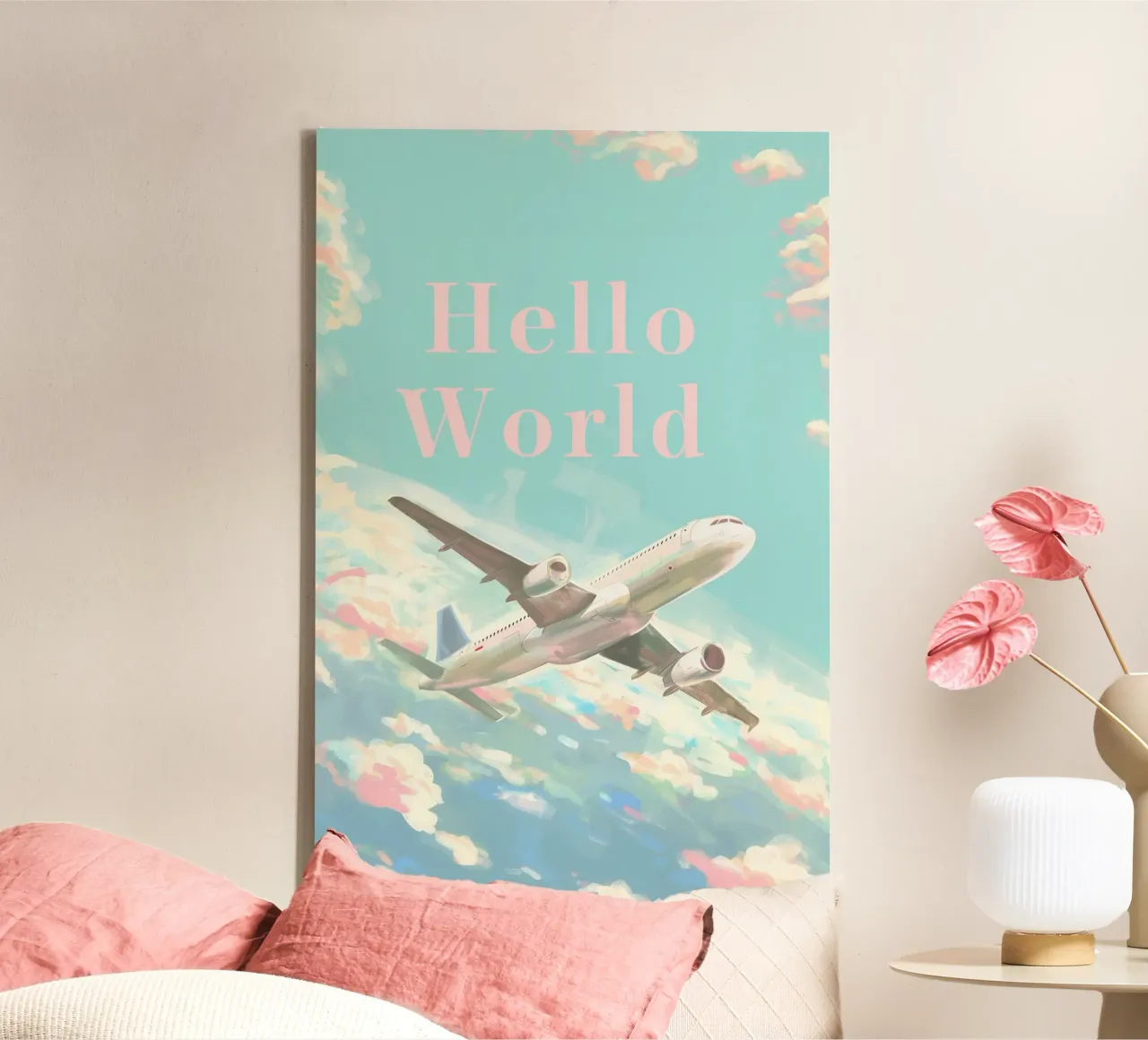 Hello World, enjoy your holiday canvas with Floater frame by Carinaprint