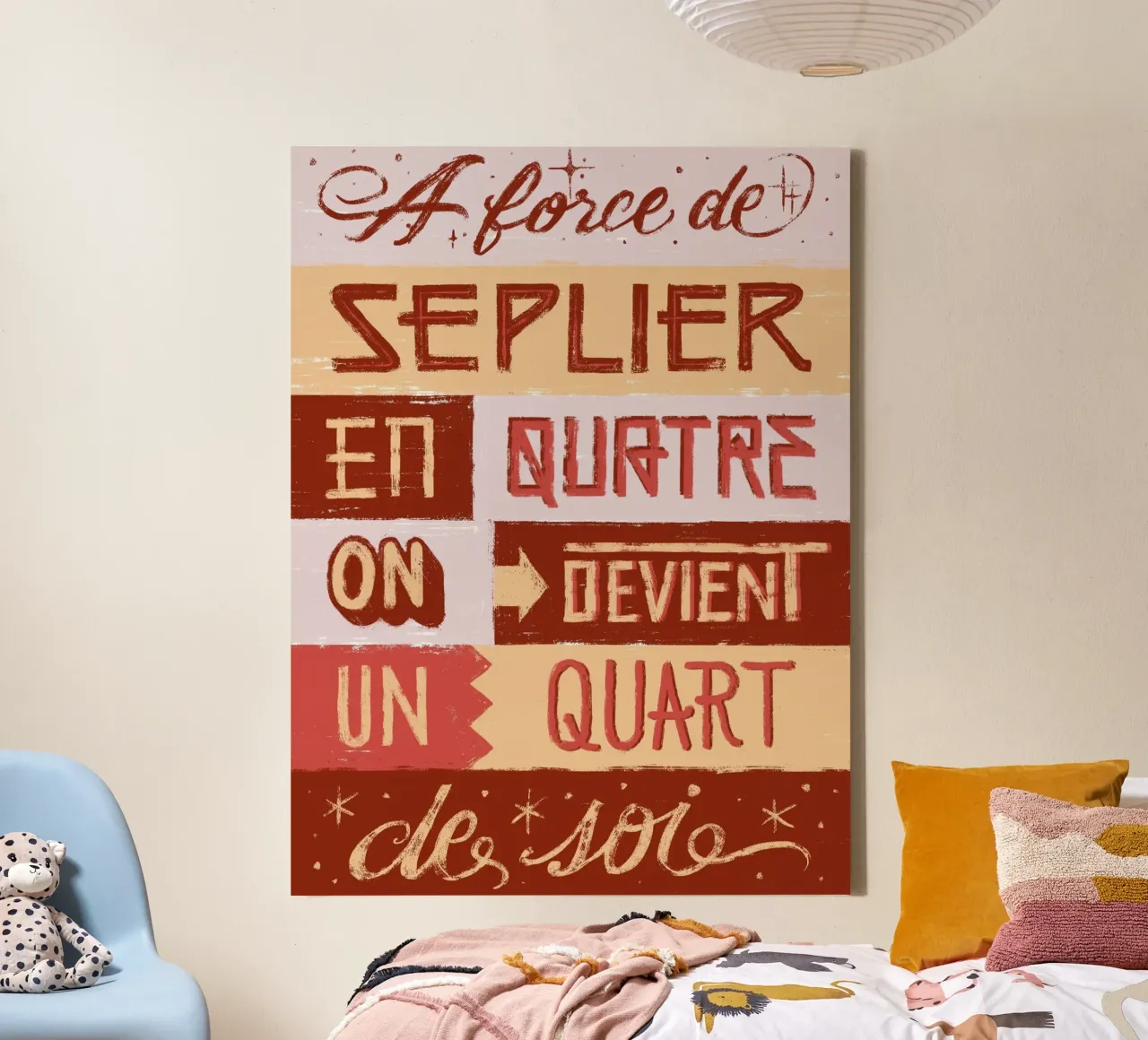 À force de se plier en 4 canvas met Baklijst van Glettering