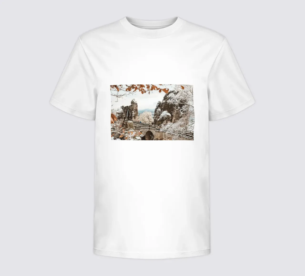 Saxon Switzerland, Bastei - Bastei Bridge in winter kids t-shirt by Bold and Retro