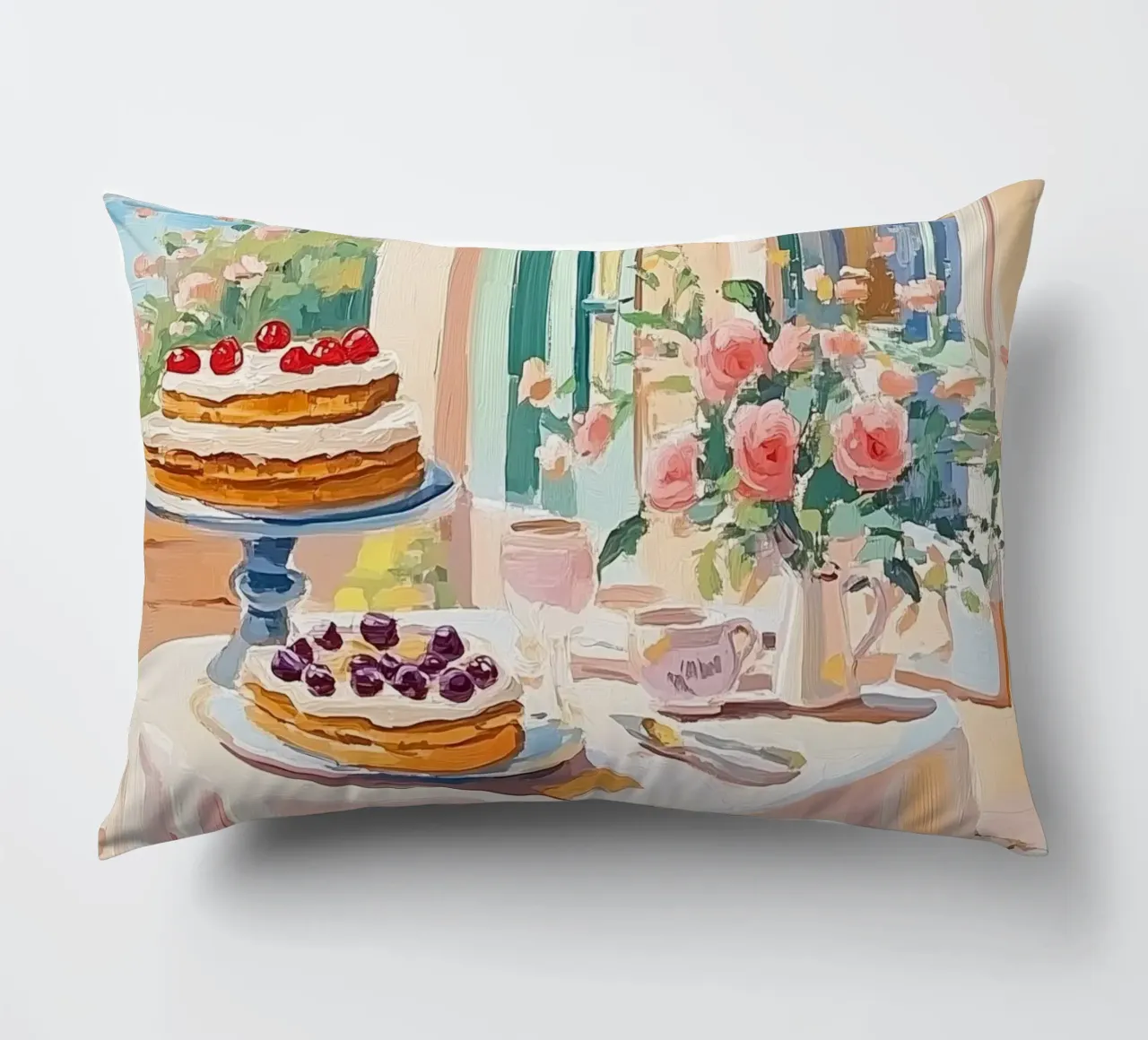 Tavolo da dessert di un caffè francese cuscino da Melloi Art Print