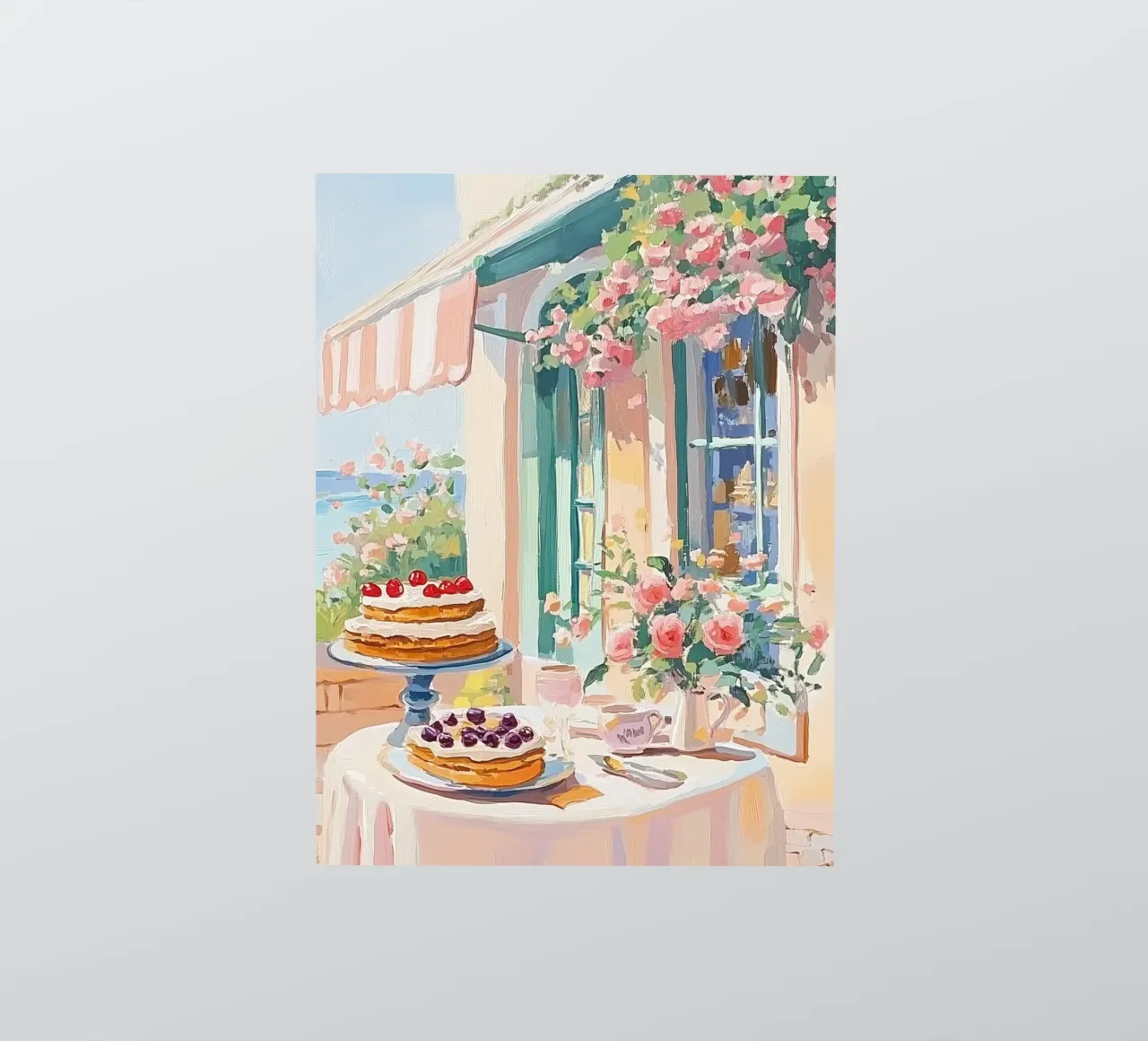 Mesa de postres de un café francés pegatina de Melloi Art Print