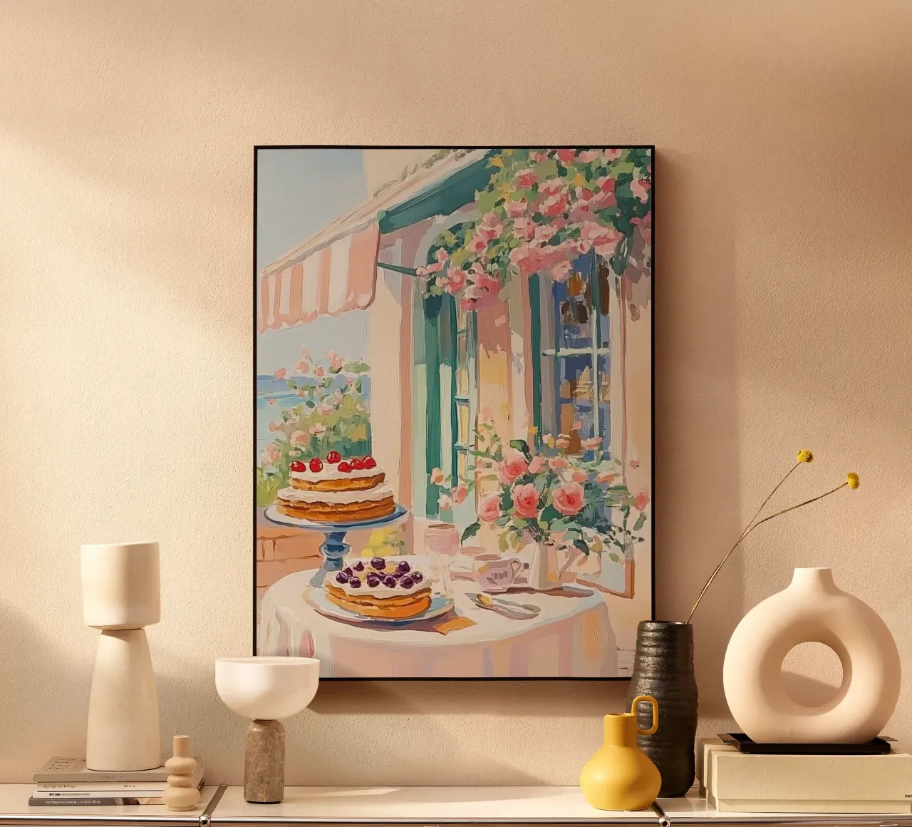 Tavolo da dessert di un caffè francese alluminio dibond da Melloi Art Print