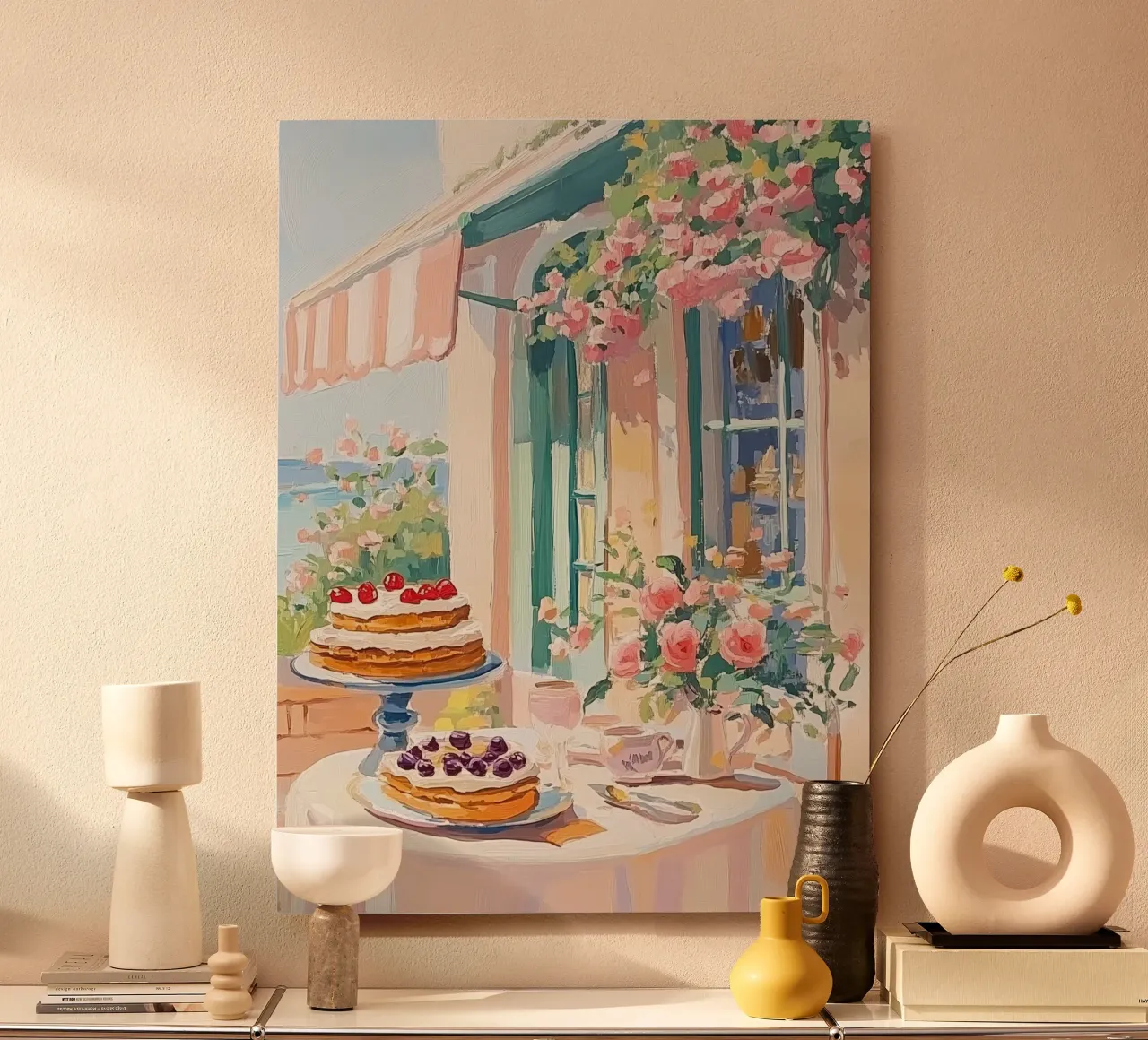 Tavolo da dessert di un caffè francese alluminio dibond da Melloi Art Print
