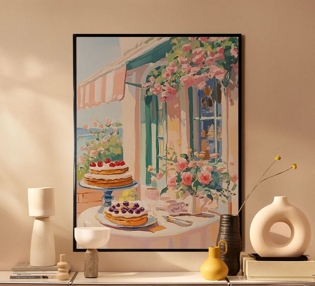 French Cafe Dessert Table poster by Melloi Art Print