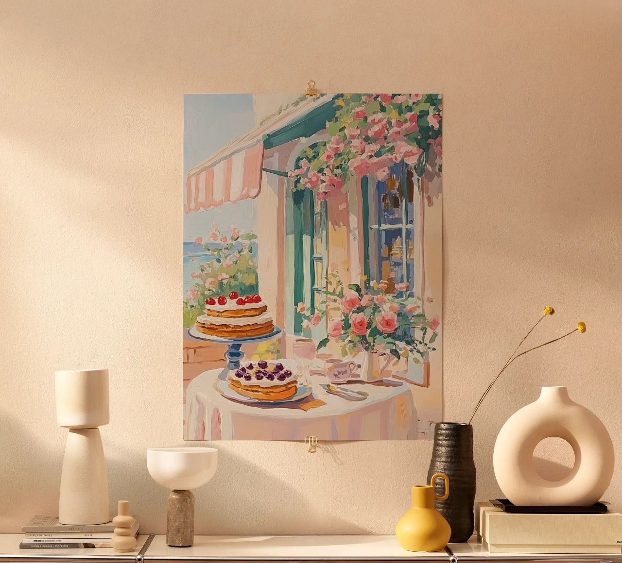 French Cafe Dessert Table poster by Melloi Art Print
