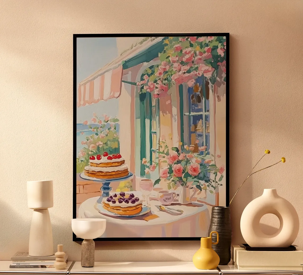 Tavolo da dessert di un caffè francese carta hahnemühle da Melloi Art Print