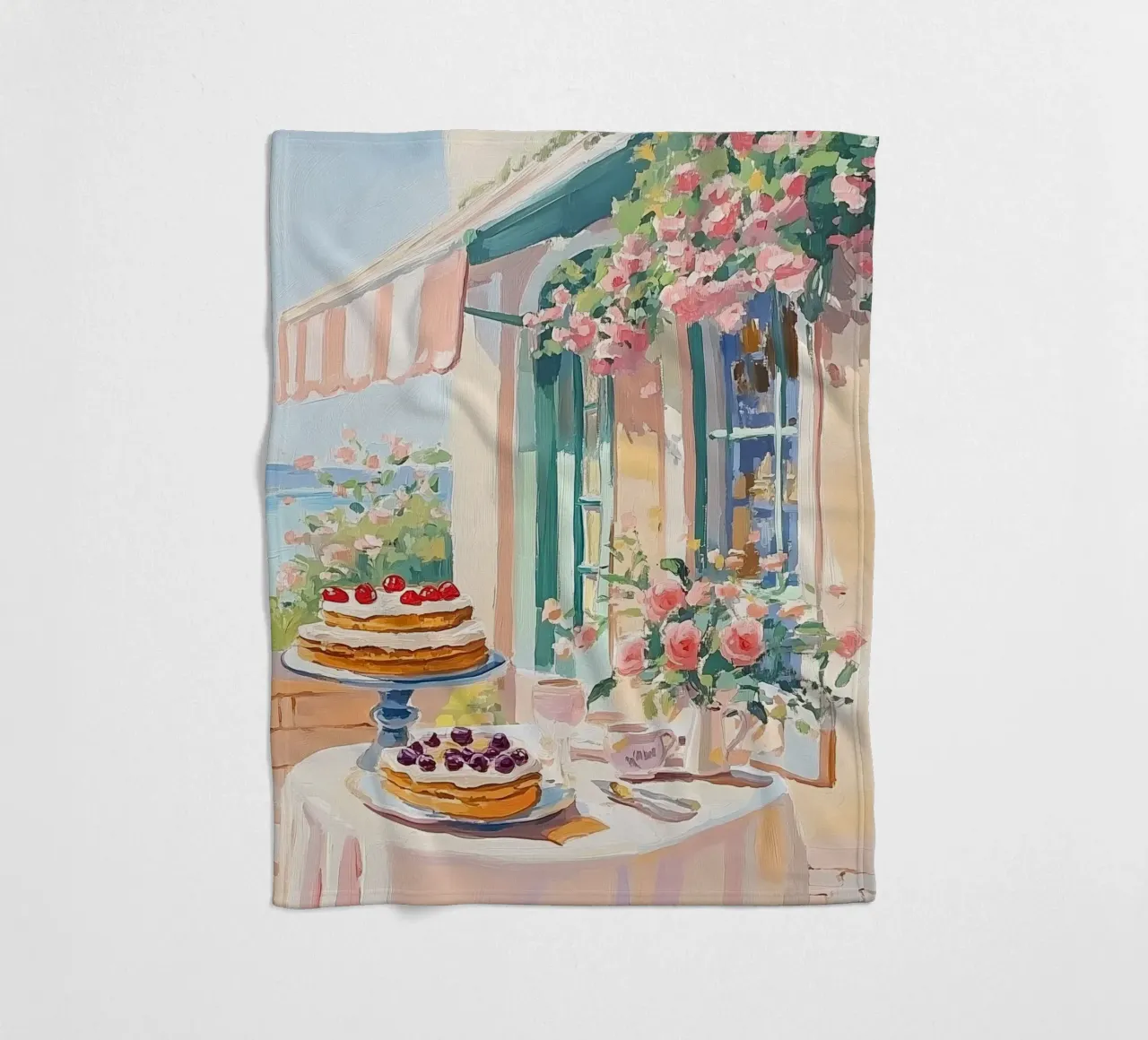 Tavolo da dessert di un caffè francese coperta in pile da Melloi Art Print