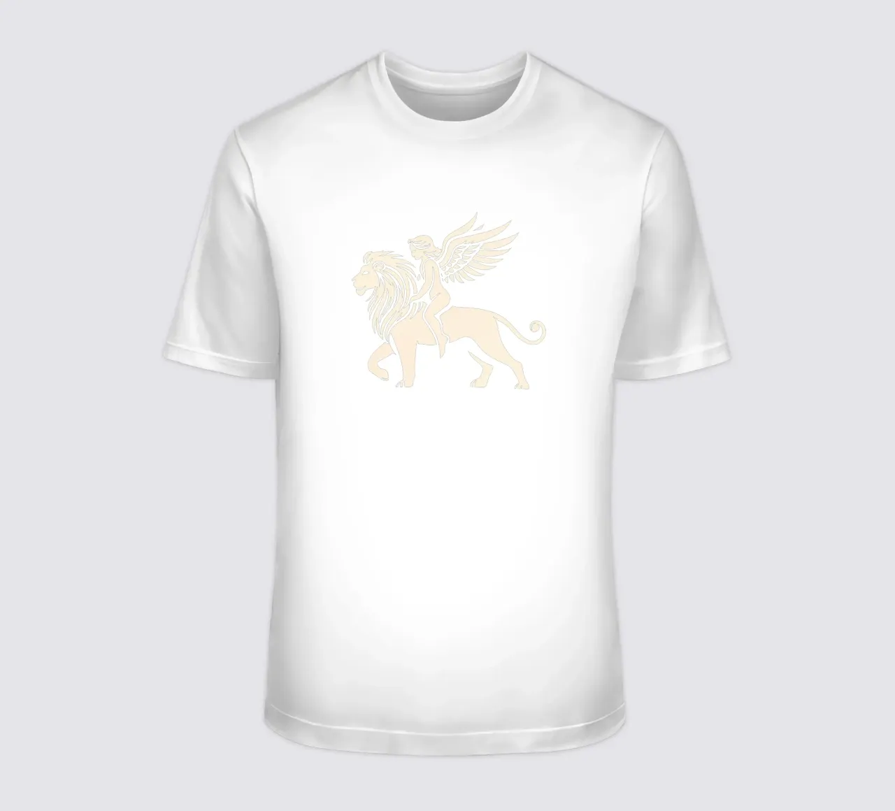 Angelo stilizzato che cavalca un leone t-shirt da Autofocus