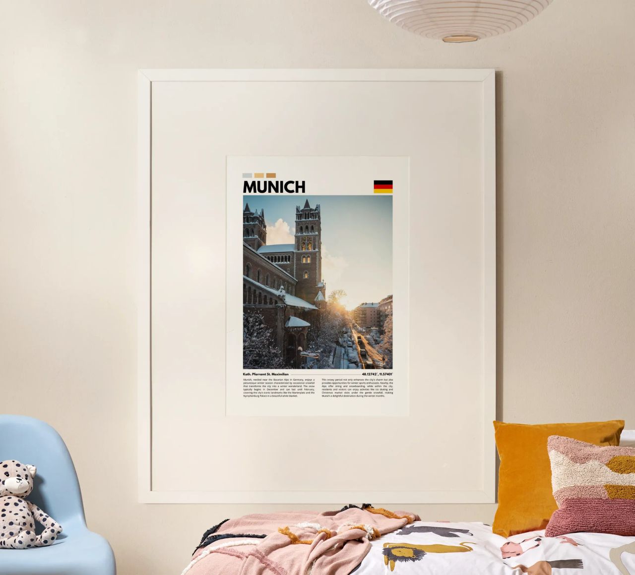 Snowy Munich Cityscape Photography Poster Poster von F.Goncalves Photography