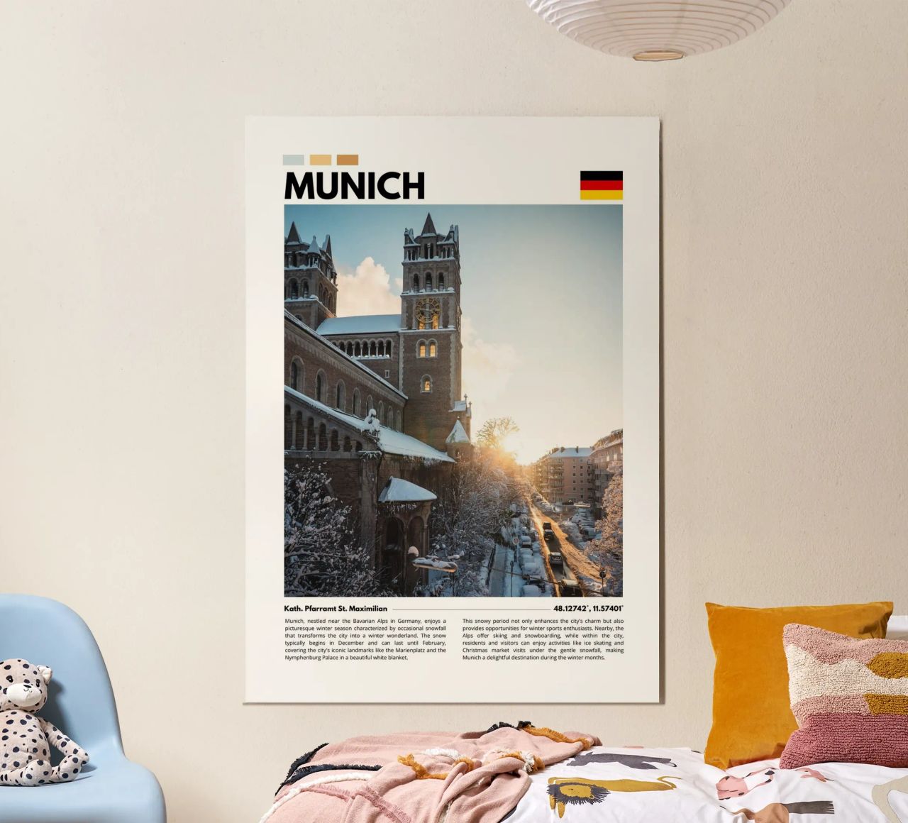 Snowy Munich Cityscape Photography Poster Poster von F.Goncalves Photography