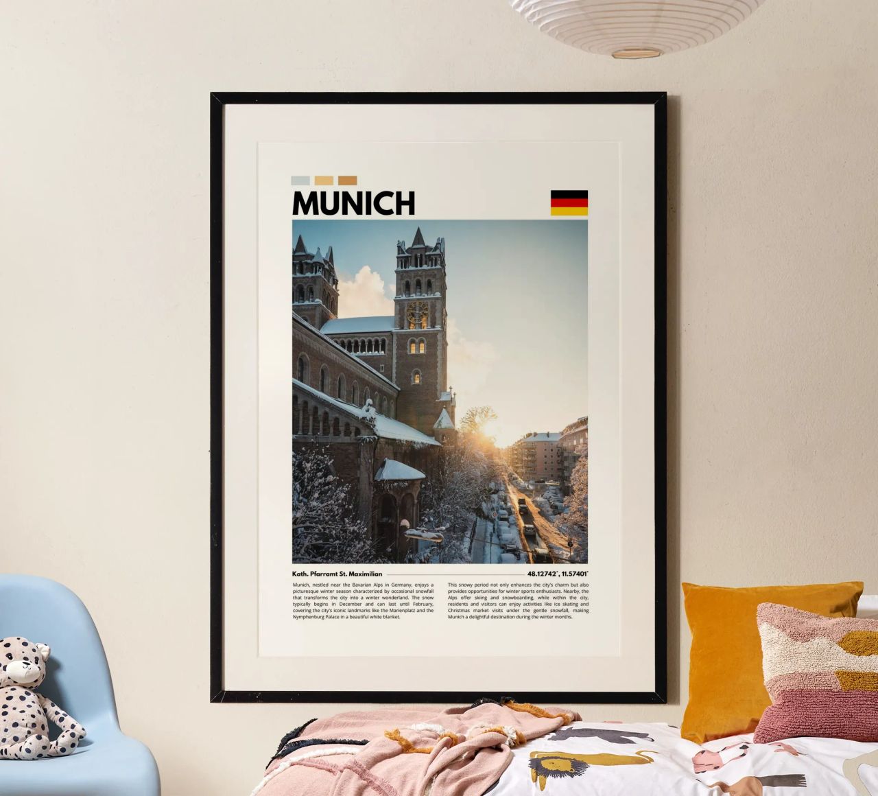 Snowy Munich Cityscape Photography Poster Poster von F.Goncalves Photography