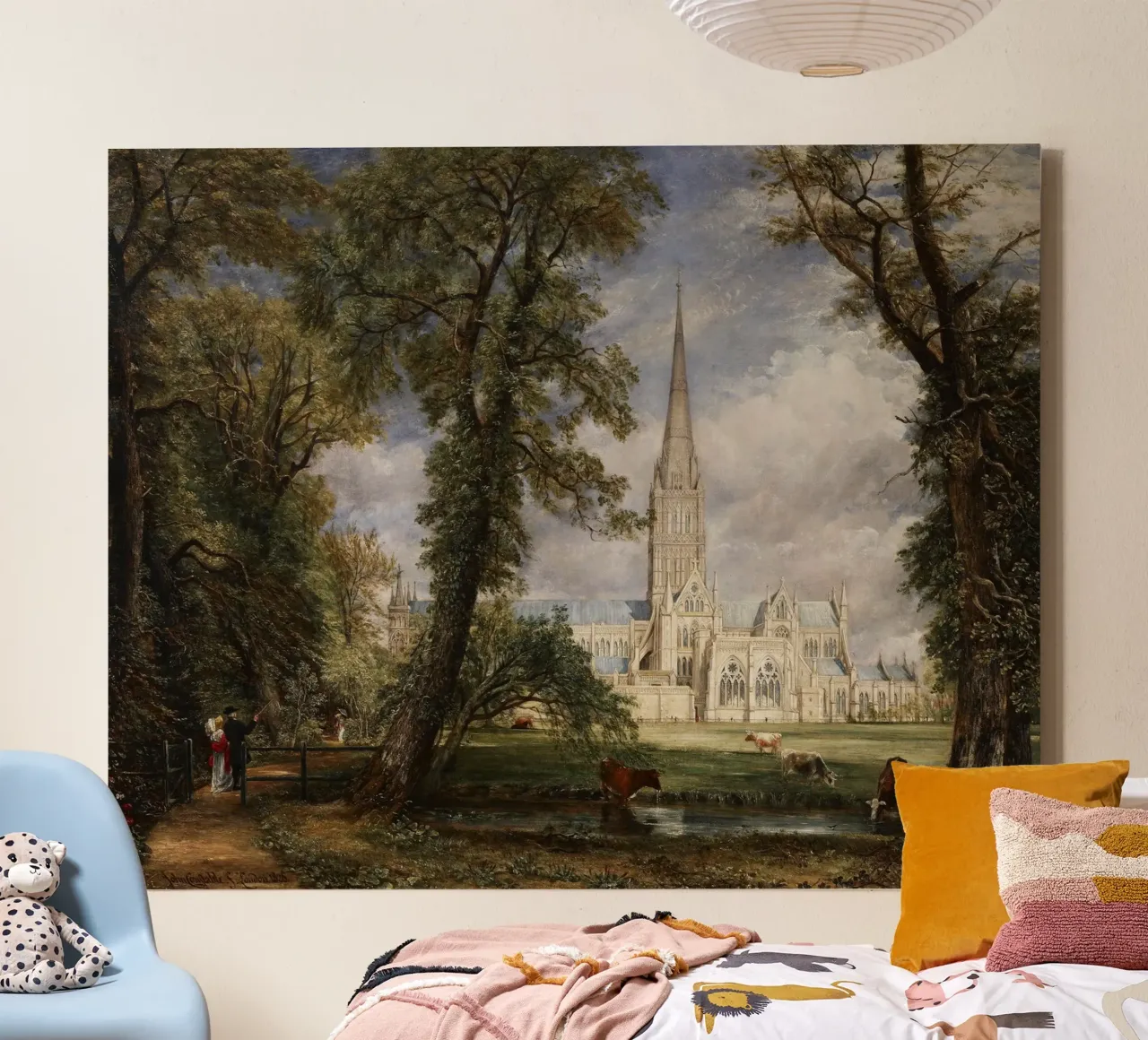 John Constable - Cattedrale di Salisbury dal Giardino dei Vescovi tela con Cornice a cassetta da William Store