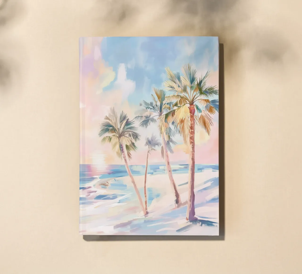 Sunset Beach Coconut Tree notebook by Melloi Art Print