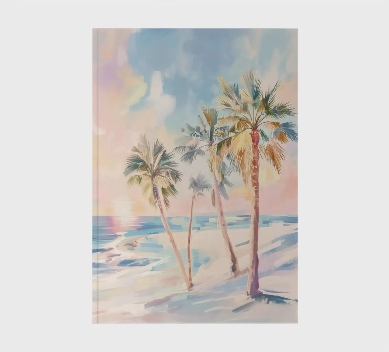 Sunset Beach Coconut Tree notebook by Melloi Art Print