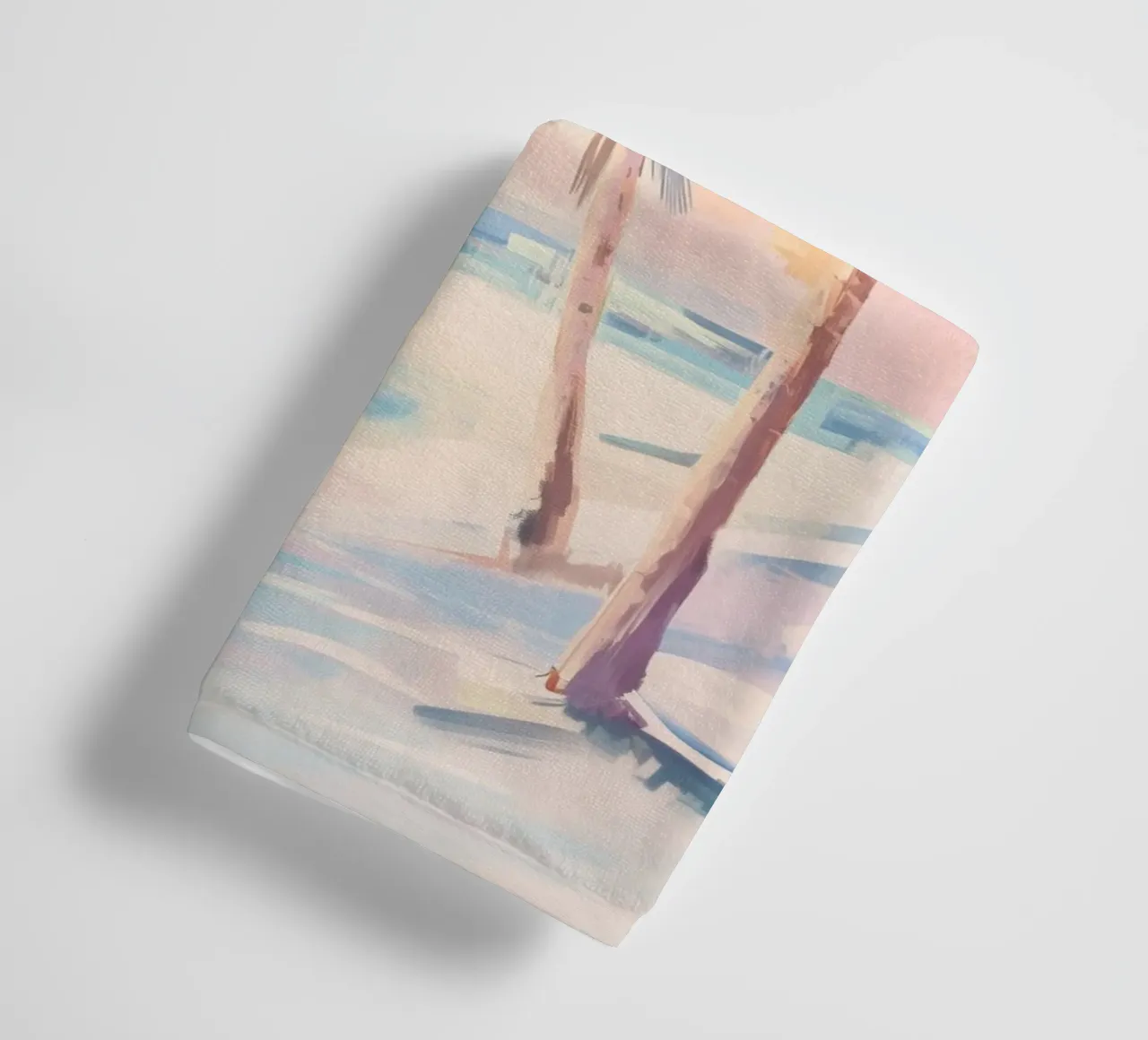 Sunset Beach Coconut Tree towel by Melloi Art Print