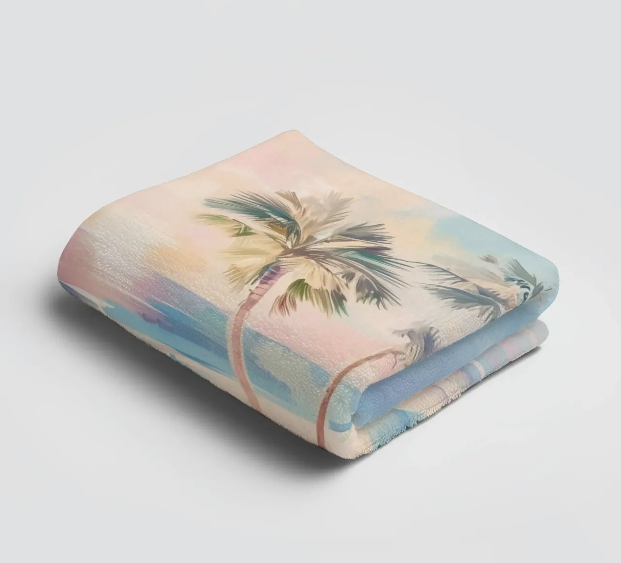 Sunset Beach Coconut Tree towel by Melloi Art Print