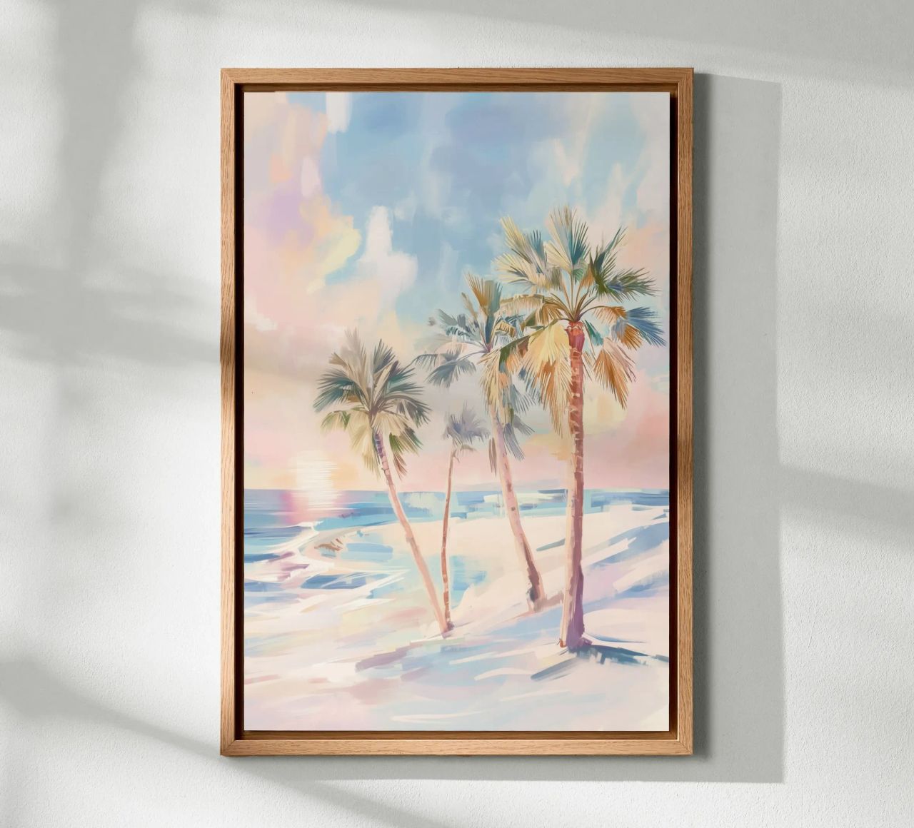Sonnenuntergang Strand Kokosnussbaum Leinwand von Melloi Art Print