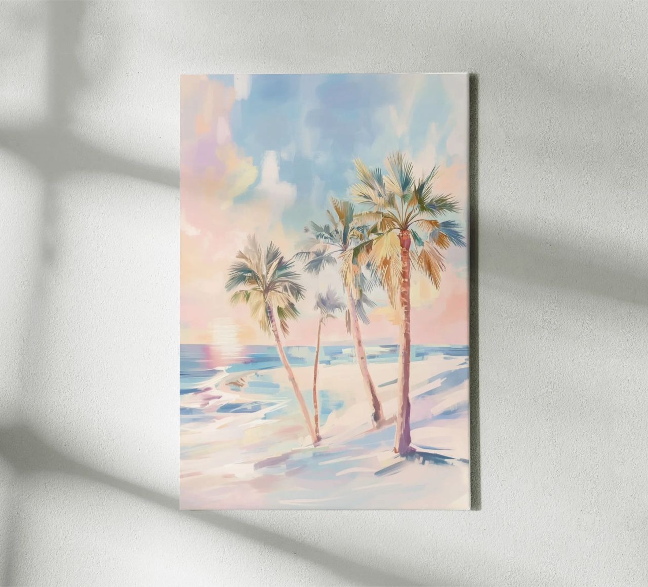 Sonnenuntergang Strand Kokosnussbaum Leinwand von Melloi Art Print