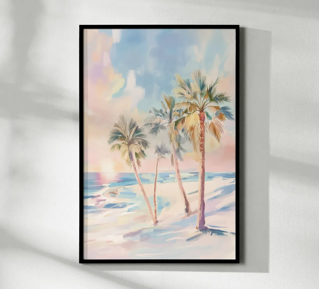 Albero di cocco della spiaggia del tramonto poster da Melloi Art Print