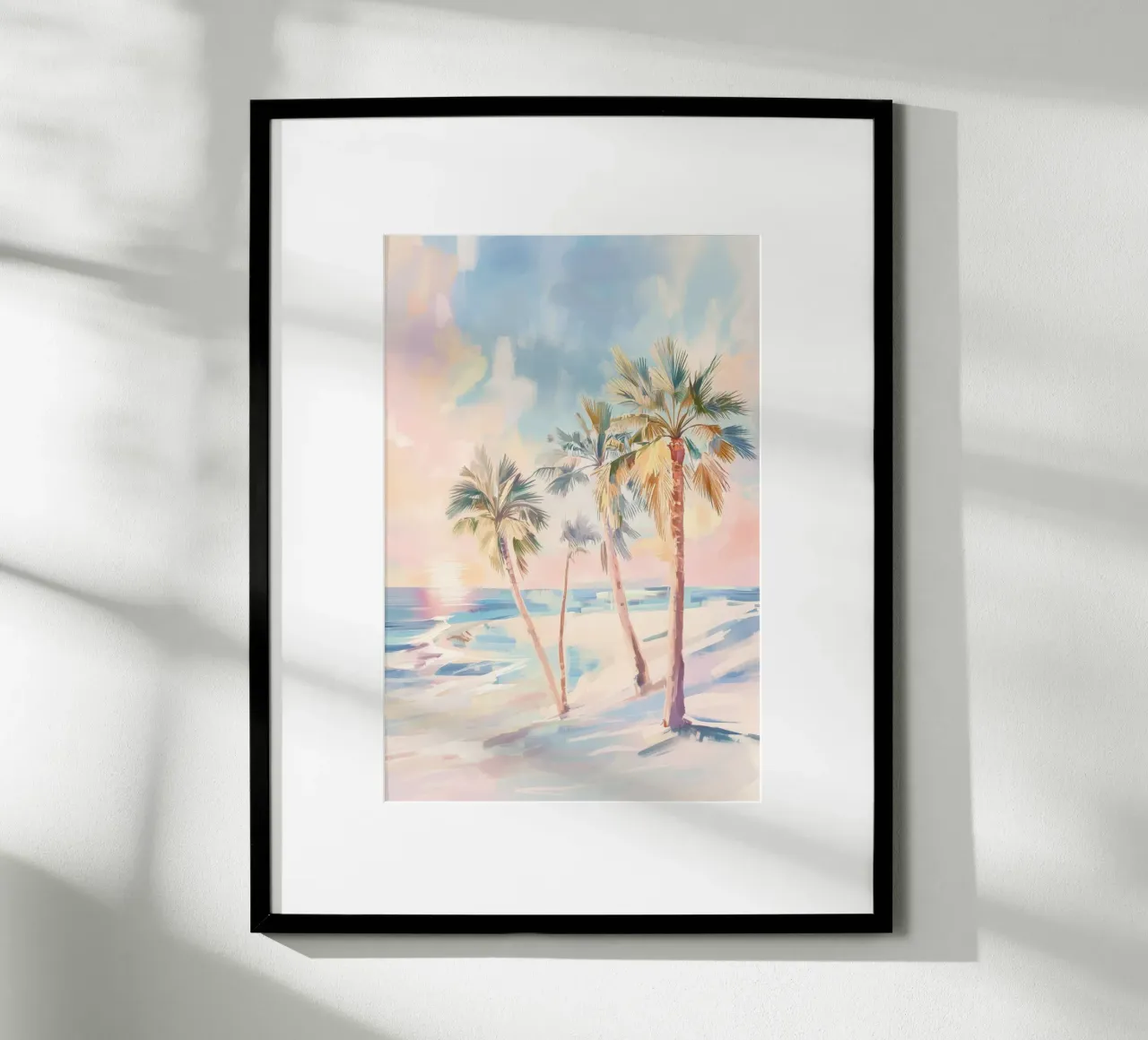 Albero di cocco della spiaggia del tramonto poster da Melloi Art Print