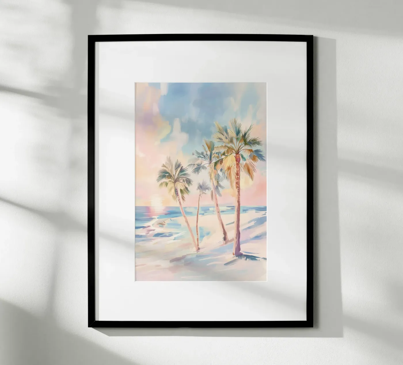 Sunset Beach Coconut Tree poster by Melloi Art Print
