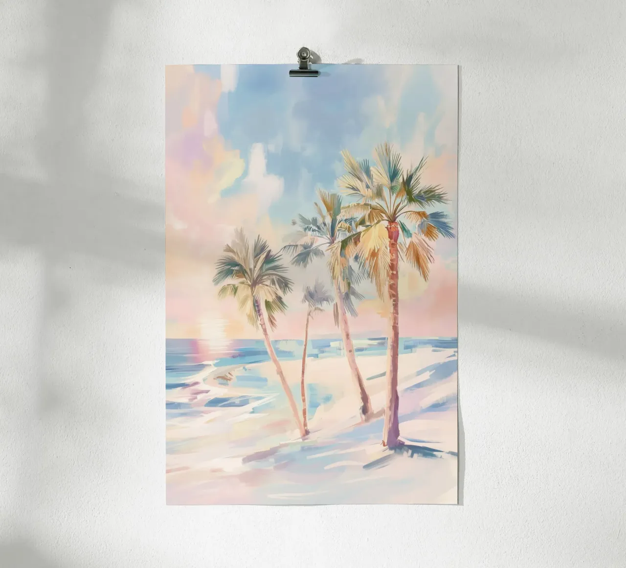 Albero di cocco della spiaggia del tramonto poster da Melloi Art Print