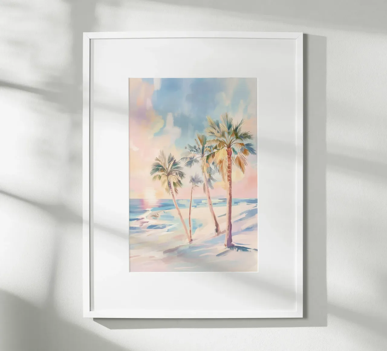 Albero di cocco della spiaggia del tramonto poster da Melloi Art Print