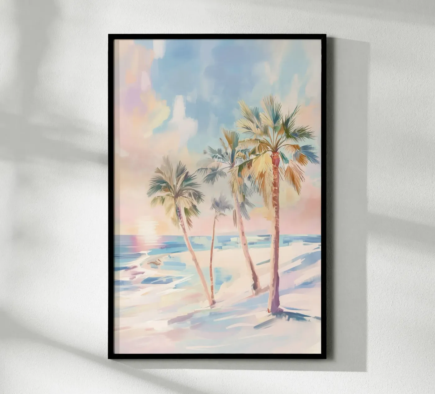 Sunset Beach Coconut Tree poster by Melloi Art Print