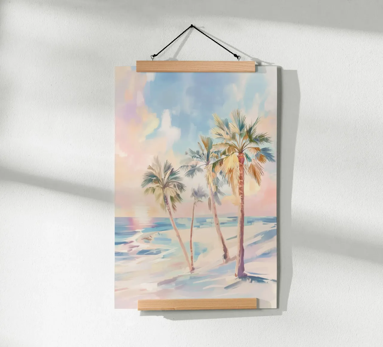 Albero di cocco della spiaggia del tramonto poster da Melloi Art Print