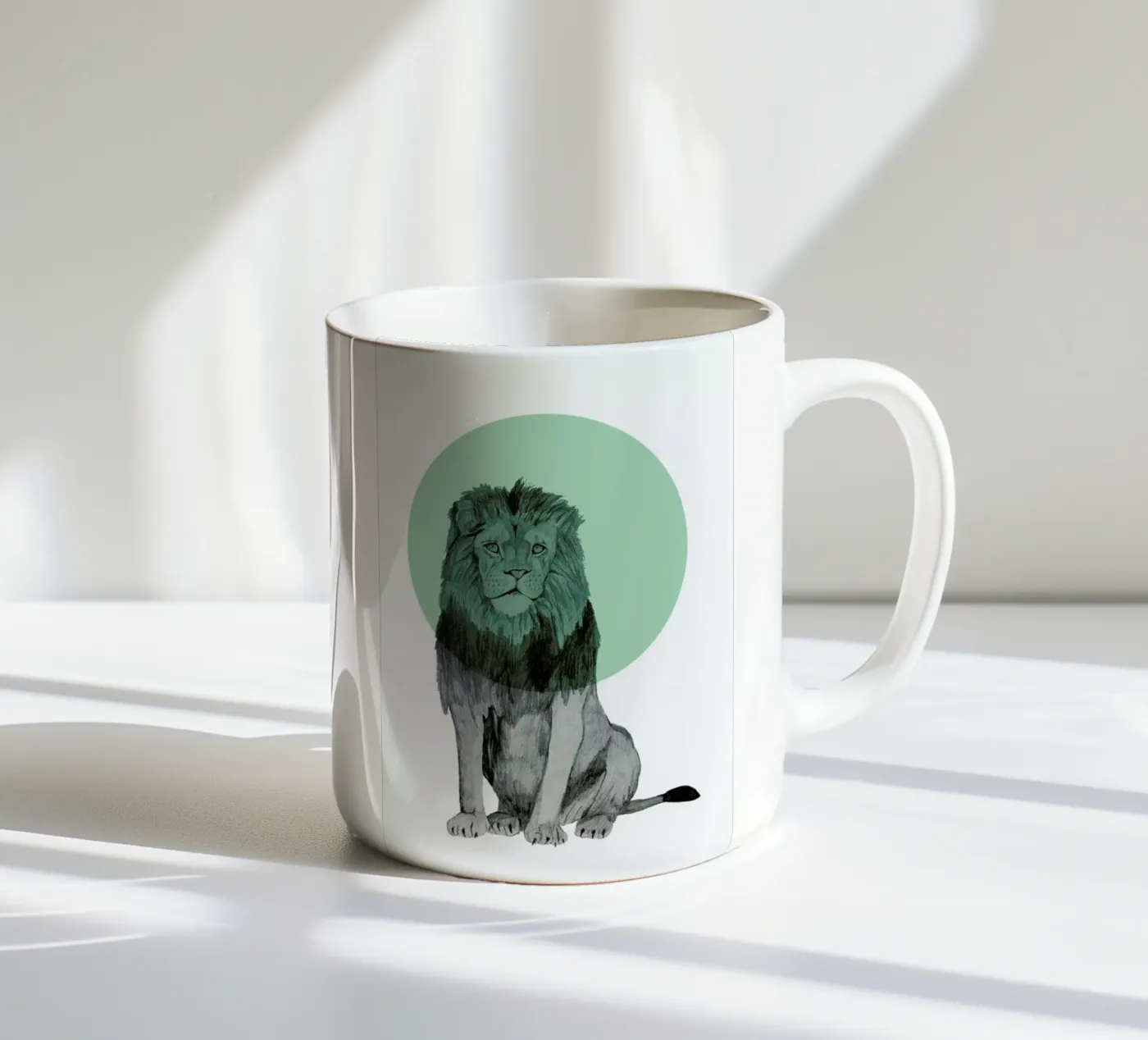 Lion ceramic mug by Morgan Kendall