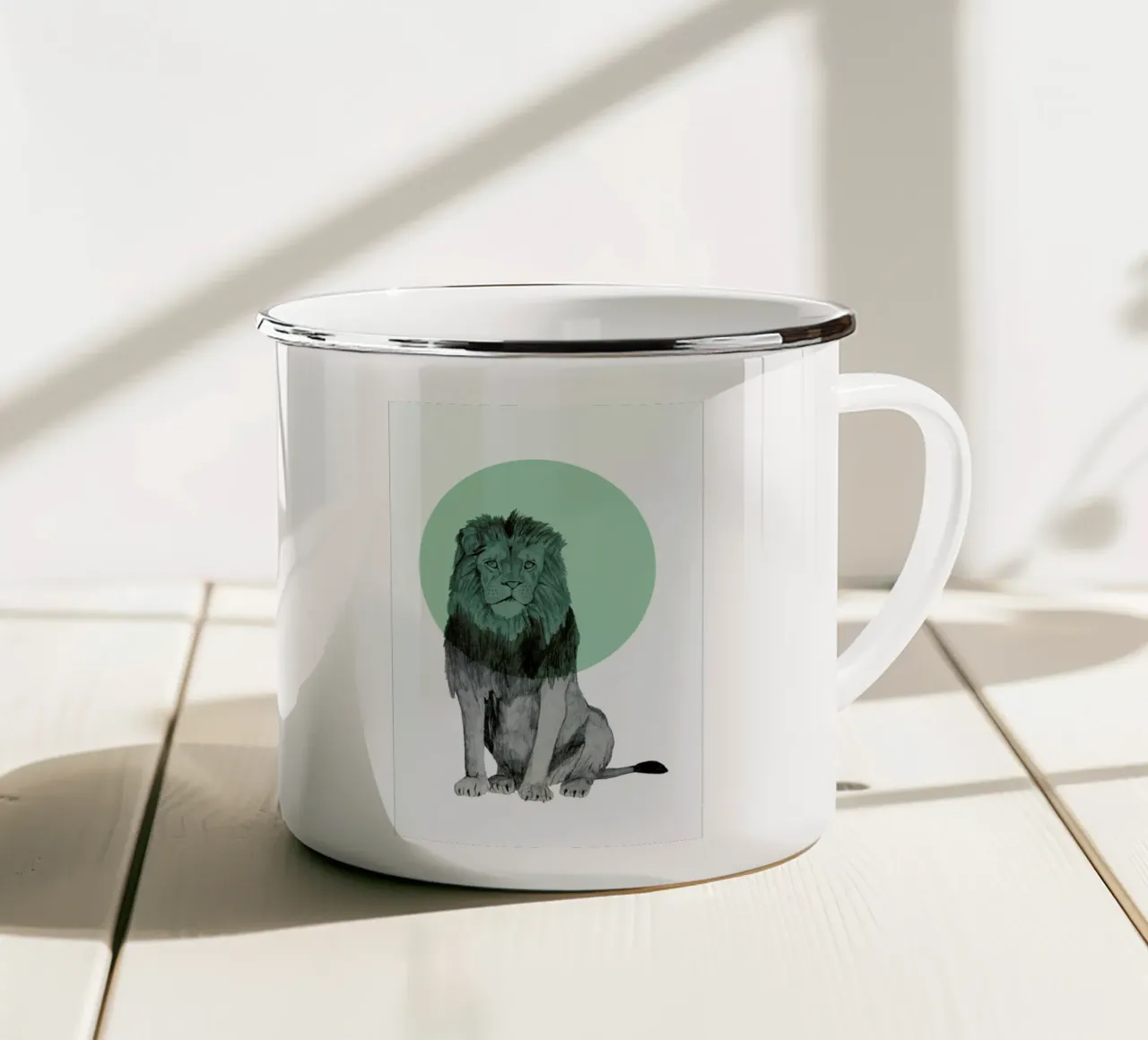 Lion tazza in smalto da Morgan Kendall