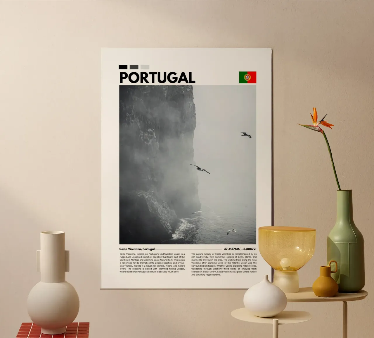 Algarve Cliffs Photography Poster poster con telaio in plastica da F.Goncalves Photography