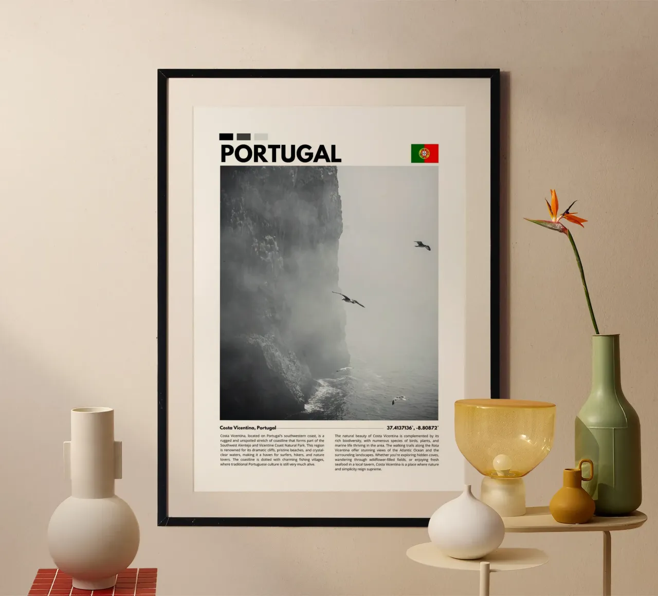 Algarve Cliffs Photography Poster poster con telaio in plastica da F.Goncalves Photography