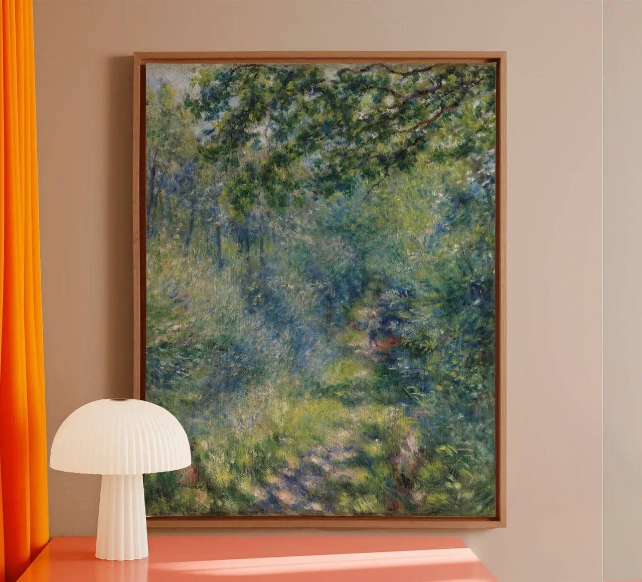 Pierre-Auguste Renoir Sentier dans le bois, Path in the wood canvas with Floater frame by William Store