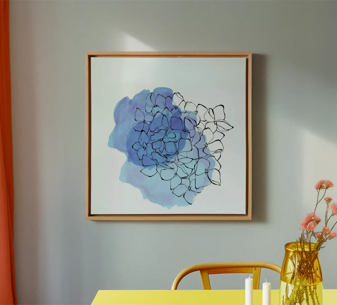 Hydrangea tela con Cornice a cassetta da Morgan Kendall