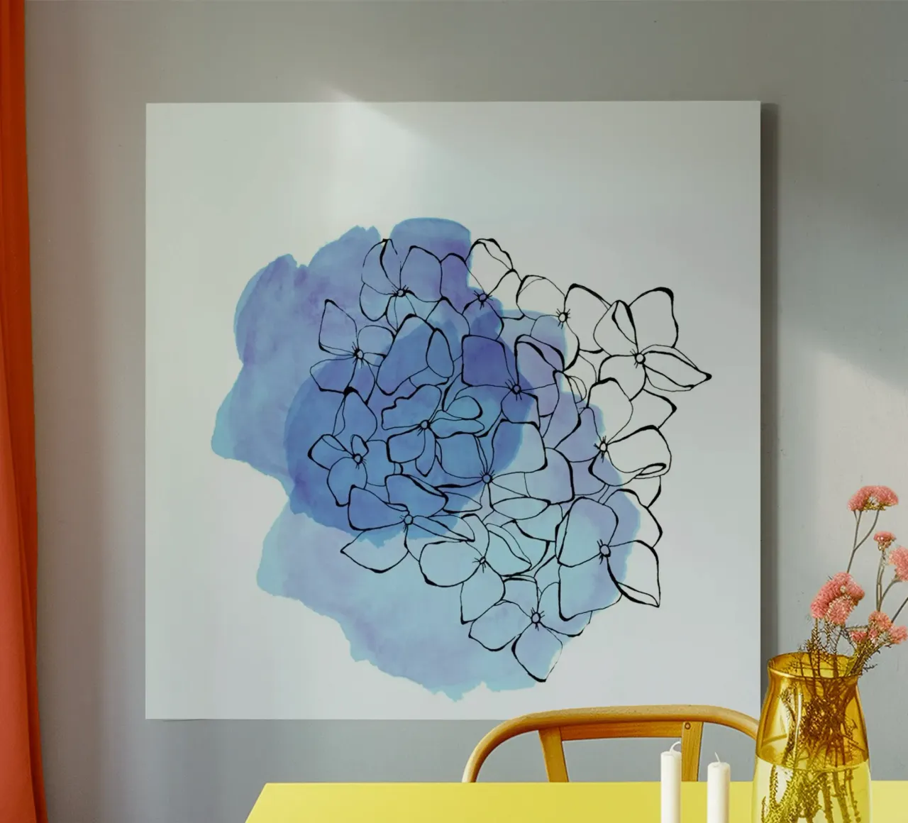 Hydrangea tela con Cornice a cassetta da Morgan Kendall