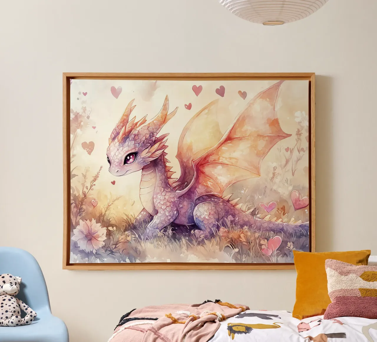 Drachenherz Leinwand mit Schattenfugenrahmen von Théïa's Fantasia World