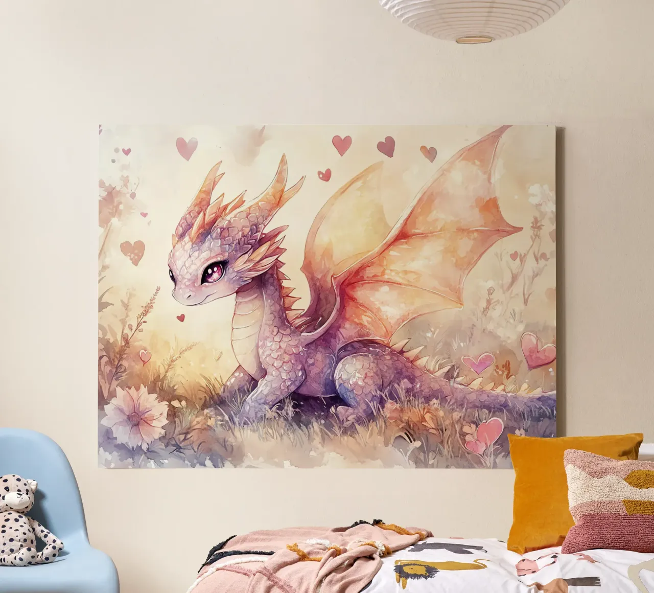 Drachenherz Leinwand mit Schattenfugenrahmen von Théïa's Fantasia World