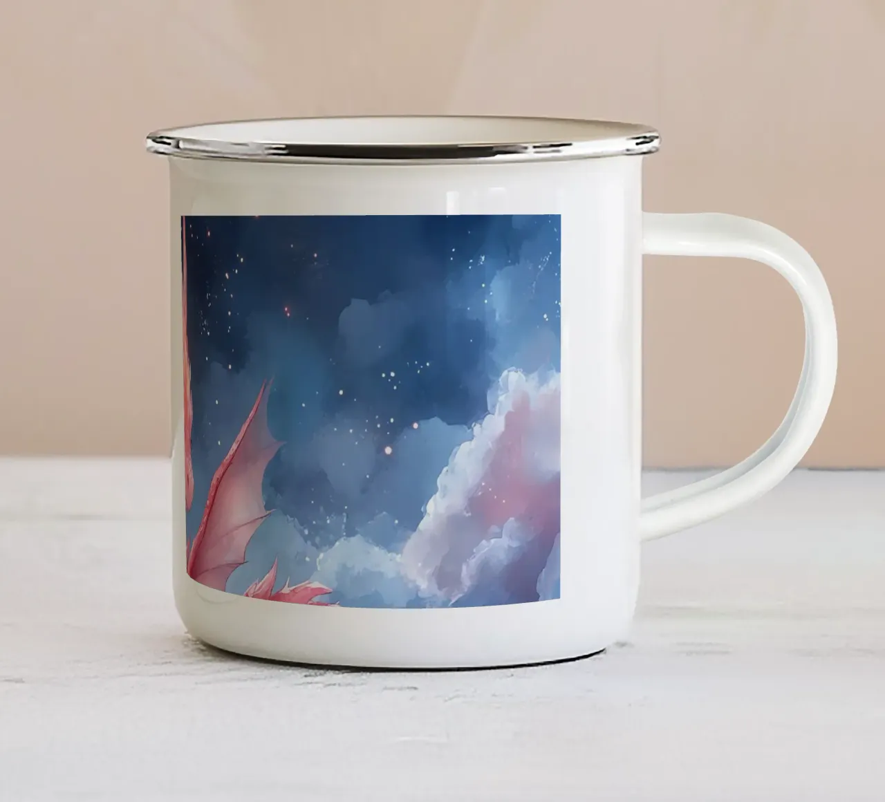 Drachenherz Emaille Tasse von Théïa's Fantasia World