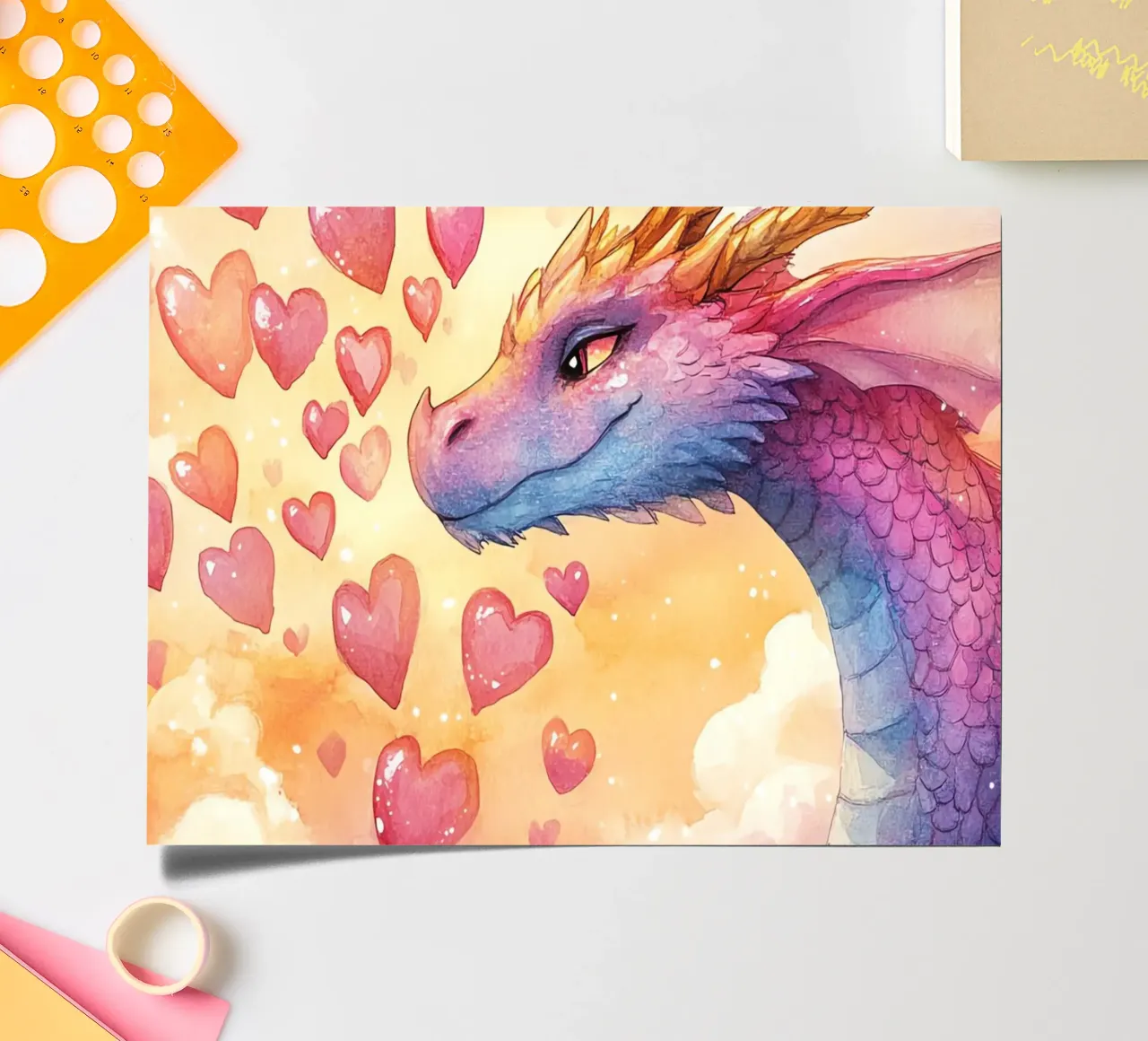 Drachenherz Stickerbogen von Théïa's Fantasia World