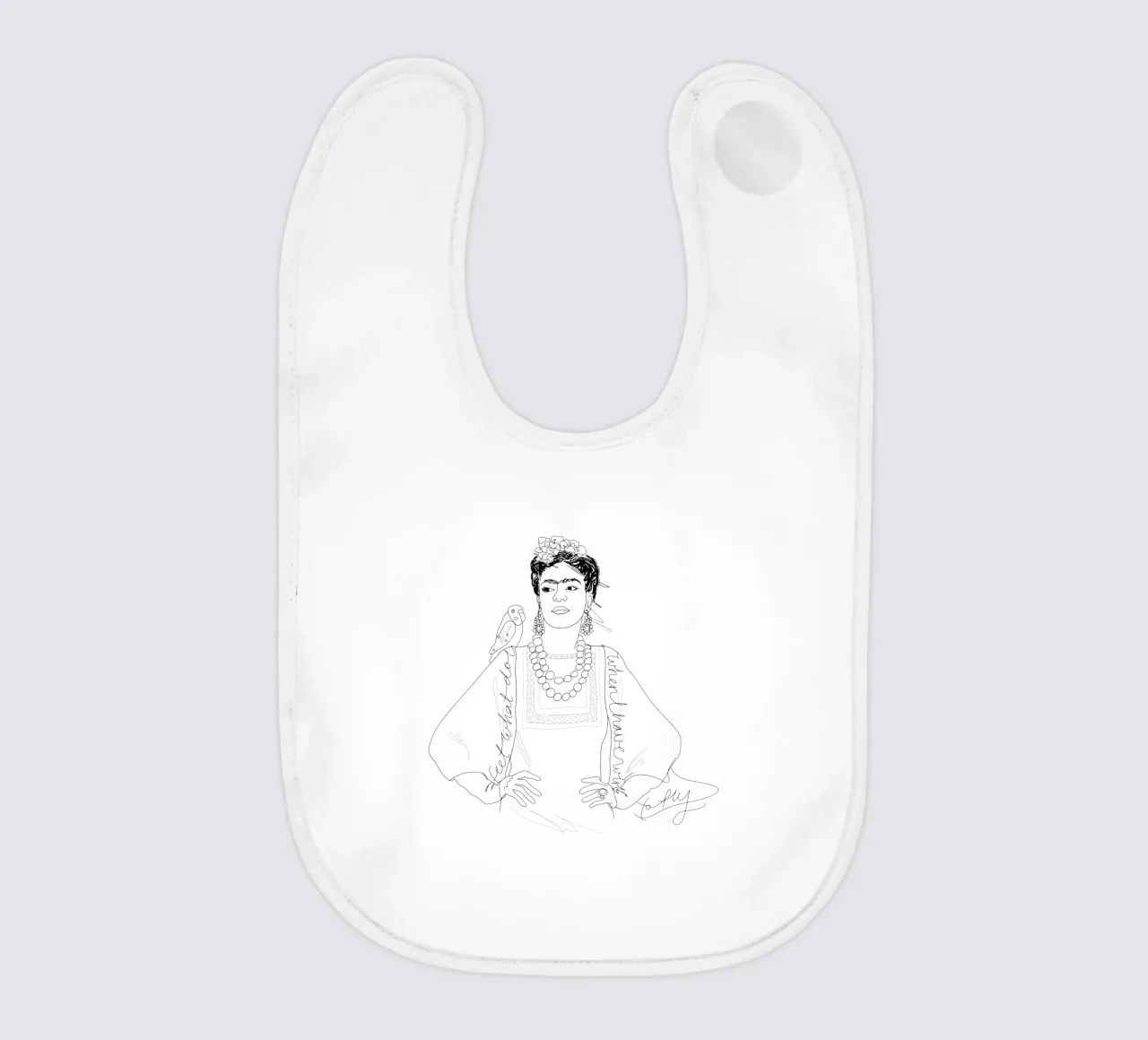 Frida Kahlo Sketch baby bib by Christina Heitmann